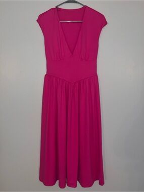 OYS hot pink plunge neck Midi Dress Tik Tok viral